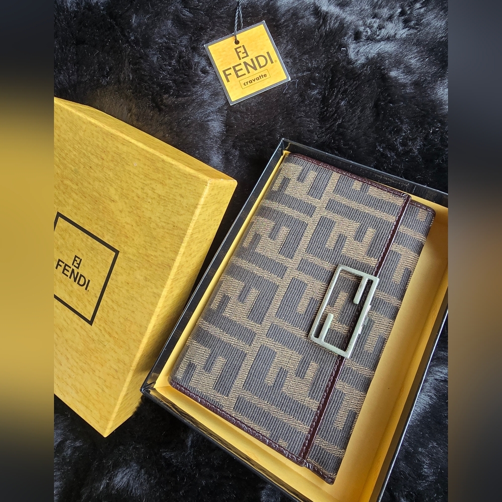 Fendi Monogram Brown and Tan Trifold Wallet